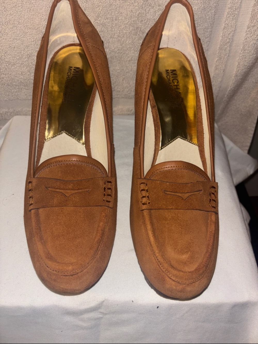 Michael Kors Suede Penny Loafers Wedges